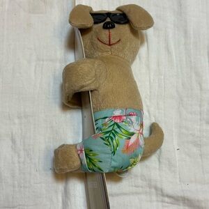 Plush Dog Sunglasses Toy with Tropical Shorts